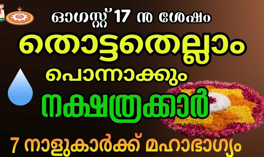 ചിങ്ങമുതൽ ഈ ഏഴു നക്ഷത്രക്കാർക്ക് വളരെ വലിയ സൗഭാഗ്യങ്ങൾ ലഭ്യമാകും..