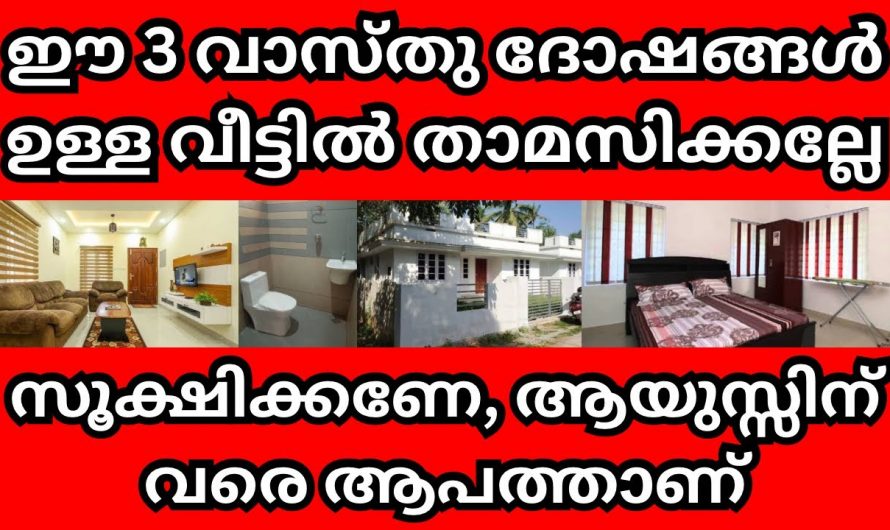 വീടുകളിൽ വാസ്തുപരമായി ഇത്തരം കാര്യങ്ങൾ പ്രത്യേകം ശ്രദ്ധിക്കുക ഇല്ലെങ്കിൽ വീടിന്റെ നാശമായിരിക്കും ഫലം..