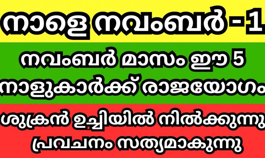 നവംബർ ഒന്നു മുതൽ  ഈ നാളുകൾക്ക് വളരെയധികം സൗഭാഗ്യങ്ങളുടെ കാലഘട്ടം.