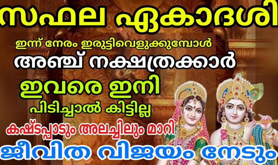 സഫല ഏകാദേശി  കഴിയുമ്പോൾ സൗഭാഗ്യങ്ങളും അനുഗ്രഹങ്ങളും ലഭ്യമാകുന്ന നക്ഷത്രക്കാർ. 👌