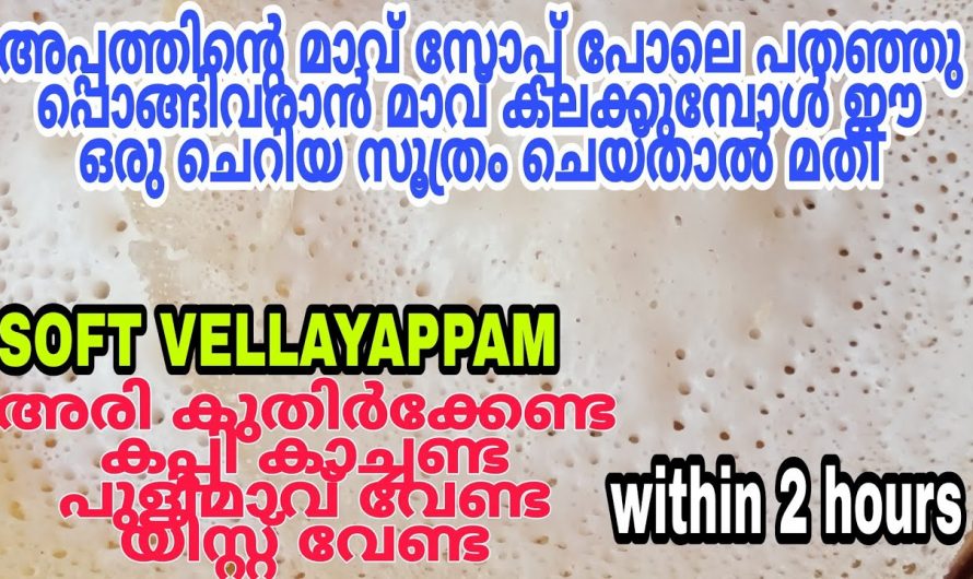 പൂ പോലെയുള്ള രുചികരമായ വെള്ളപ്പം,അപ്പം എന്നിവ തയ്യാറാക്കി എടുക്കാൻ..