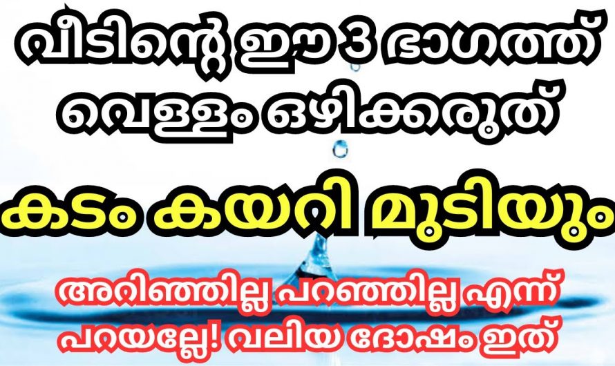 ഒരിക്കലും വെള്ളം വീടിന്റെ ഇത്തരം ഭാഗങ്ങളിൽ ഒഴിക്കരുത്, ഒഴിച്ചാൽ വീട്  കടംകയറി മുടിയും…