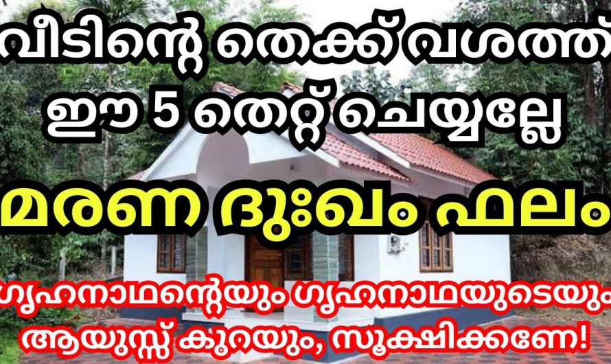 ഇത്തരം തെറ്റുകൾ വീടിന്റെ തെക്ക് ഭാഗത്ത് ചെയ്താൽ സംഭവിക്കുന്നത്..