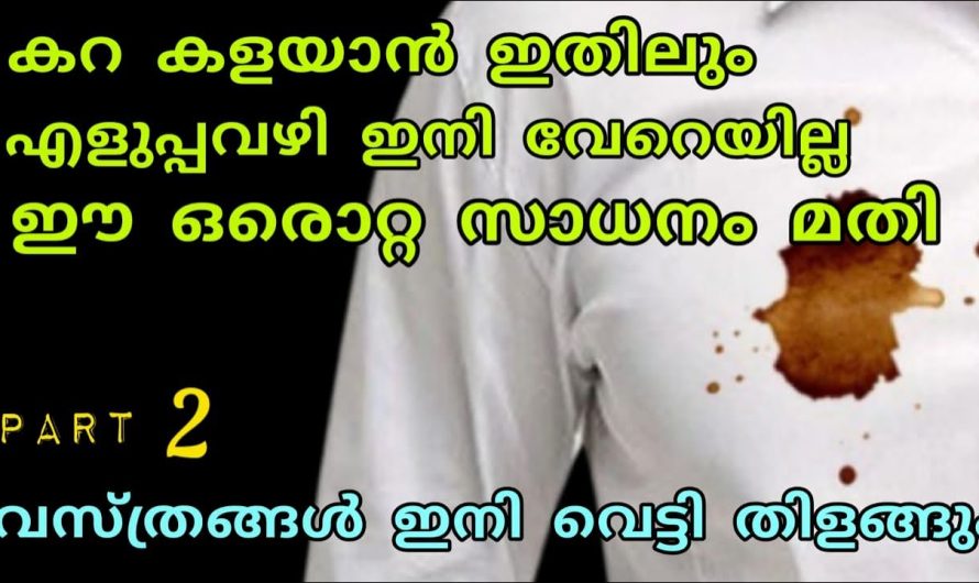 വസ്ത്രങ്ങളിലെ കറ പൂർണമായും കളയാൻ…