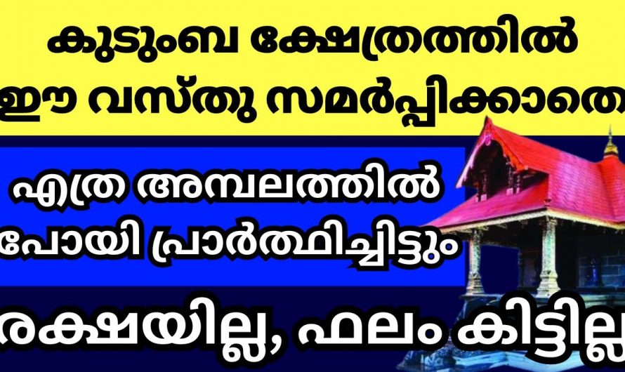 ജീവിതത്തിൽ രക്ഷ പ്രാപിക്കാൻ കുടുംബ ക്ഷേത്രങ്ങളിൽ ചെയ്യേണ്ട ഈ വഴിപാടിനെ കുറിച്ച് അറിയാതിരിക്കല്ലേ.