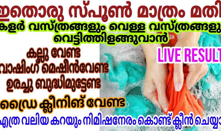 വസ്ത്രങ്ങളിലെ പുതുമ നഷ്ടപ്പെടാതെ എത്ര വലിയ കറയും നീക്കാൻ ഇങ്ങനെ ചെയ്താൽ മതി.