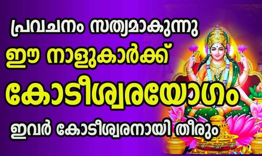 ഈ നാളുകാർക്ക് കോടീശ്വരയോഗം ലഭ്യമാകും…