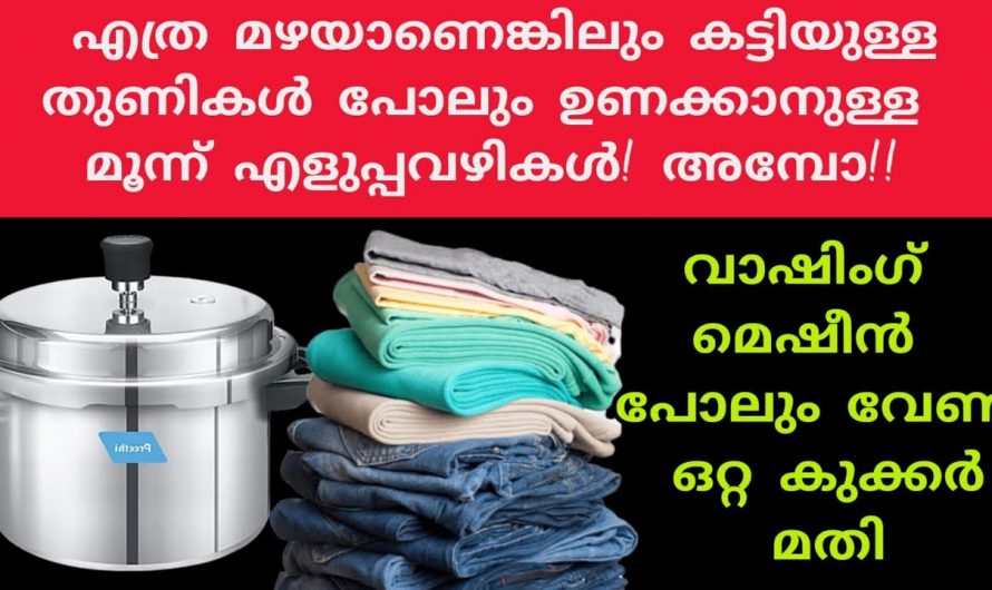 വെയിലും വാഷിംഗ് മെഷീനും  വേണ്ട വസ്ത്രങ്ങൾ ഉണക്കാൻ ഇതാ കിടിലൻ വഴി…