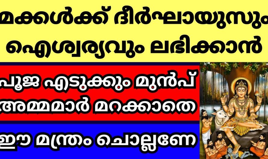 മക്കൾക്ക് ദീർഘായുസ്സും ഐശ്വര്യം ലഭിക്കാൻ അമ്മമാർ ചെല്ലേണ്ട മന്ത്രം.