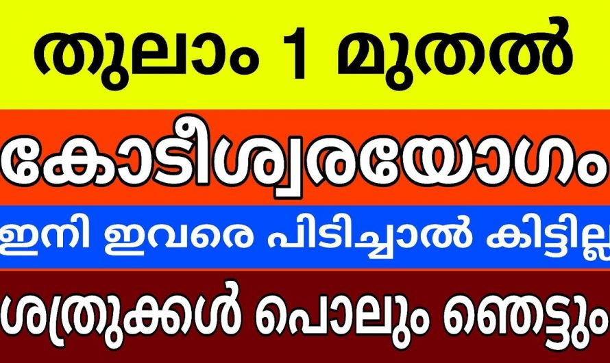 തുലാം മാസം 7 നക്ഷത്ര ജാതകർക്ക് സന്തോഷത്തിന്റെ ദിനങ്ങൾ..