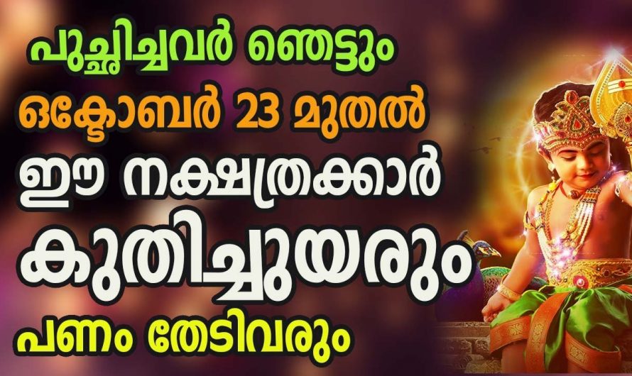 ഒൿടോബർ 23 മുതൽ നേട്ടങ്ങൾ വന്നു ചേരുന്ന നക്ഷത്രക്കാർ..