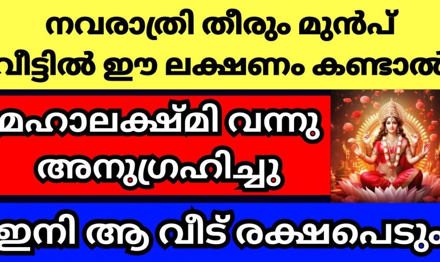 ഇത്തരം ലക്ഷണങ്ങൾ നവരാത്രി ദിവസങ്ങളിൽ കണ്ടാൽ ഉറപ്പിക്കാൻ ഭഗവതിയുടെ അനുഗ്രഹം ലഭിച്ചു എന്ന്.