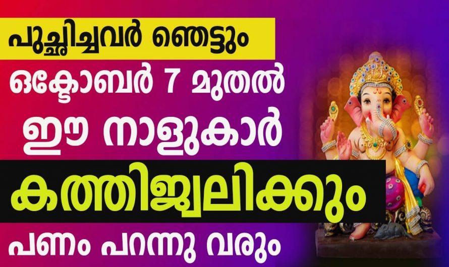 ഒക്ടോബർ ഏഴു നക്ഷത്രക്കാർക്ക് വളരെയധികം സൗഭാഗ്യങ്ങൾ നേടാൻ സാധിക്കും…