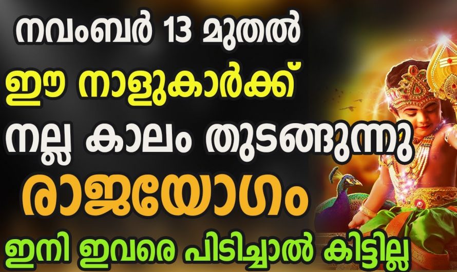 നവംബർ മാസം  13 മുതൽ നേട്ടങ്ങൾ കൊയ്യാൻ സാധിക്കുന്ന നക്ഷത്രക്കാർ.