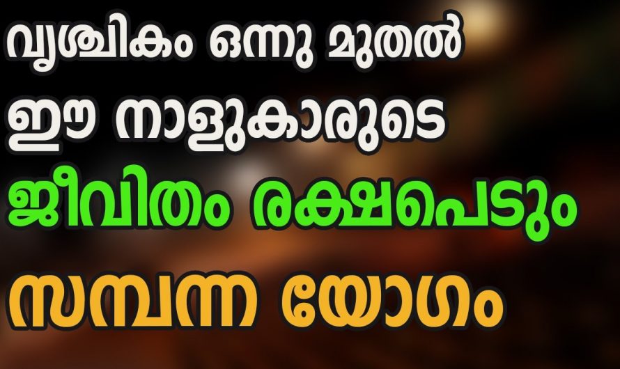 വൃശ്ചികം ഒന്നുമുതൽ ഇവർക്ക് വളരെ അധികം നല്ല സമയം…