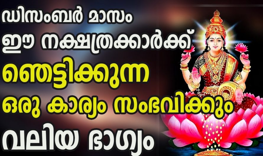 ഡിസംബർ മാസം ഈ നക്ഷത്രക്കാർക്ക് വളരെ അനുകൂലമായ സമയം മഹാഭാഗ്യം തേടിവരും ഇവരെ…