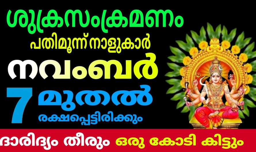 നവംബർ മാസം ഏഴാം തീയതി മുതൽ ഈ 13 നക്ഷത്രക്കാരുടെ സമയം തെളിയും…