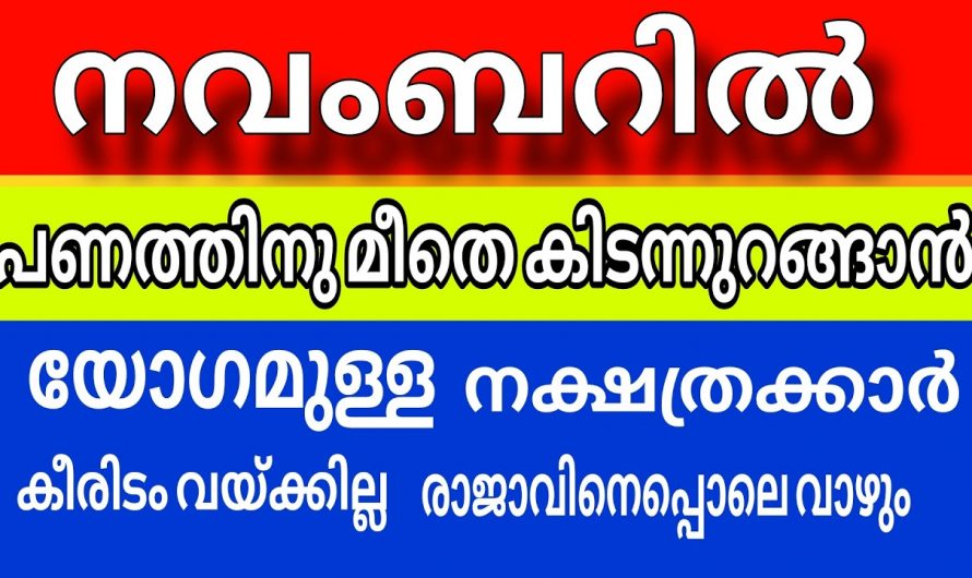 നവംബർ മാസത്തിലെ നക്ഷത്ര  ജാതകർ സൗഭാഗ്യ സമ്പന്നതയിൽ ജീവിക്കും…