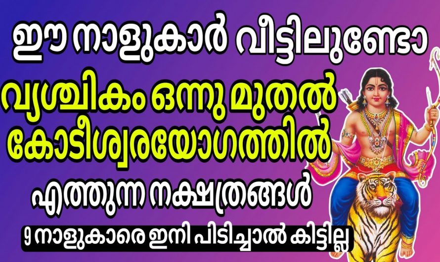 വൃശ്ചികം നക്ഷത്രക്കാർക്ക് സൗഭാഗ്യങ്ങളുടെ കാലഘട്ടം.