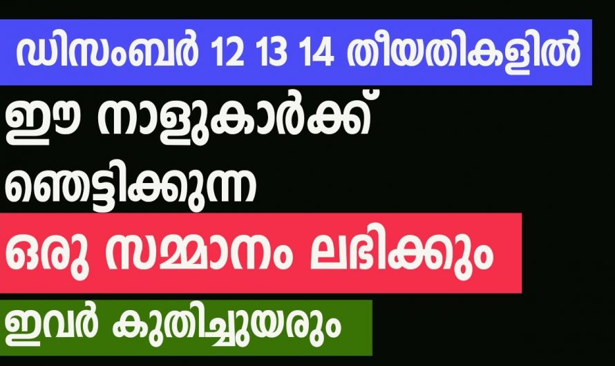 ഈ നക്ഷത്രക്കാർക്കു ഡിസംബർ 12,13,14 തീയതികളിൽ വളരെ അധികം സൗഭാഗ്യങ്ങൾ..