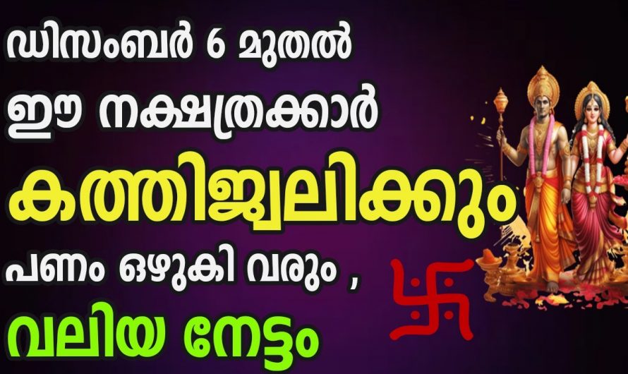 ഡിസംബർ 6 മുതൽ ഉയർച്ചയിൽ എത്തുന്ന  നക്ഷത്രക്കാർ..